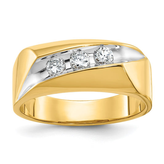 14k Yellow & Rhodium Gold with White Rhodium Men's 1/3 carat Diamond Complete Ring