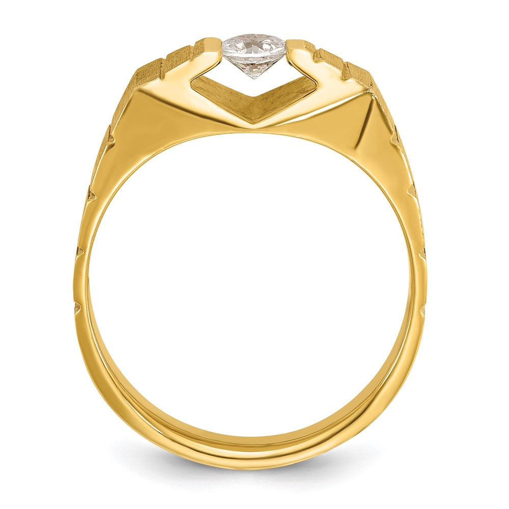 14k Yellow Gold Men's Polished and Satin 1/3 carat Diamond Complete Ring