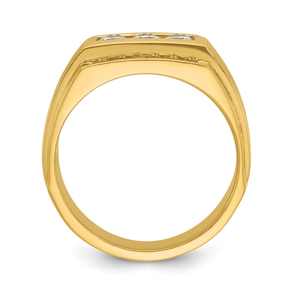 14k Yellow Gold Men's Polished and Satin 3/4 carat Diamond Complete Ring