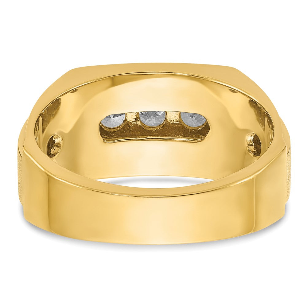 14k Yellow Gold Men's Polished and Satin 3/4 carat Diamond Complete Ring