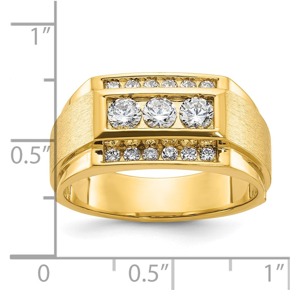 14k Yellow Gold Men's Polished and Satin 3/4 carat Diamond Complete Ring