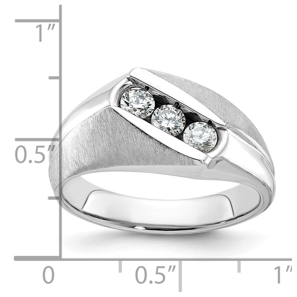 14k White Gold Men's Polished and Satin 1/2 carat Diamond Complete Ring