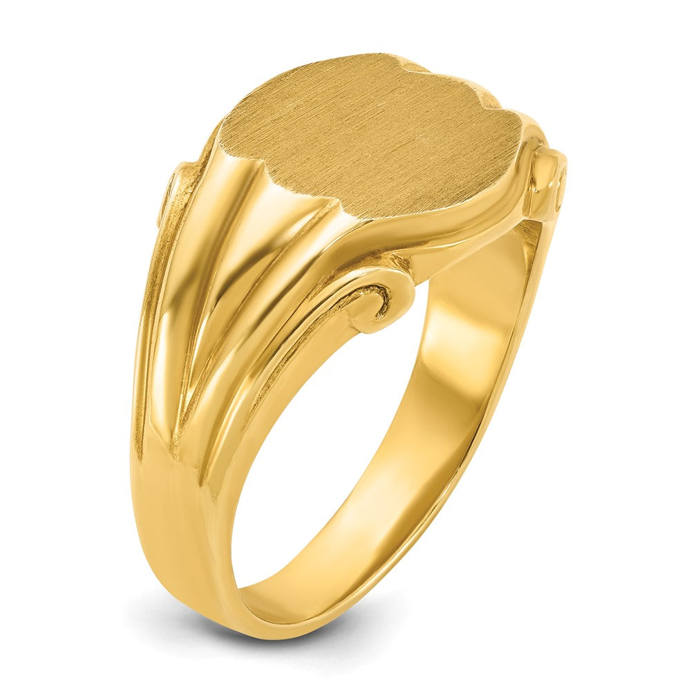 14k Yellow Gold 12x10mm Men's Signet Ring