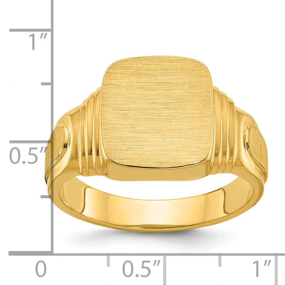 14k Yellow Gold 14x12mm Men's Cushion Signet Ring