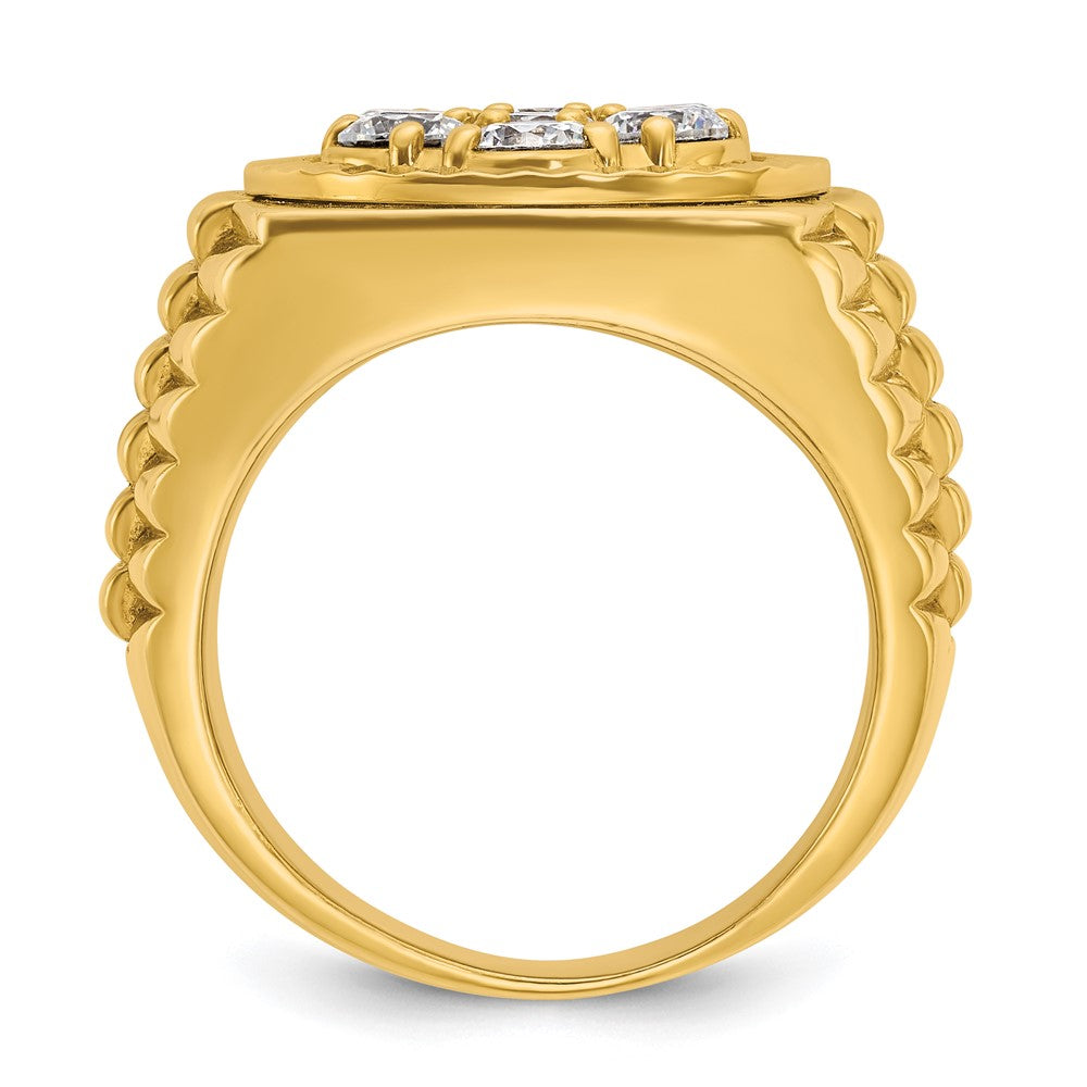 14k Yellow Gold Men's Polished and Satin 2 carat Diamond Complete Ring