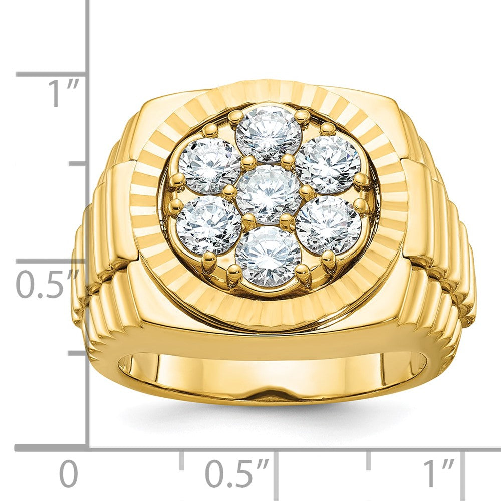 14k Yellow Gold Men's Polished and Satin 2 carat Diamond Complete Ring