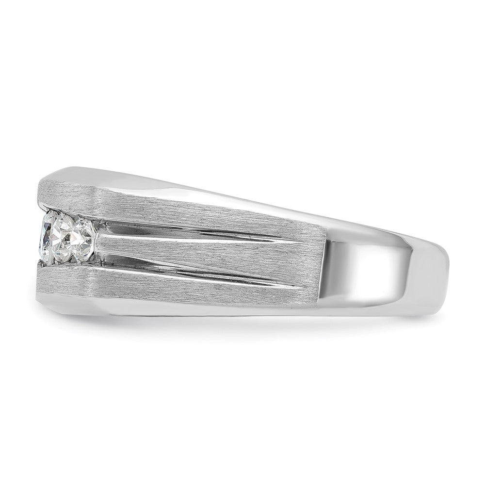 14k White Gold Men's Satin Finish 1/2 carat Diamond Complete Ring