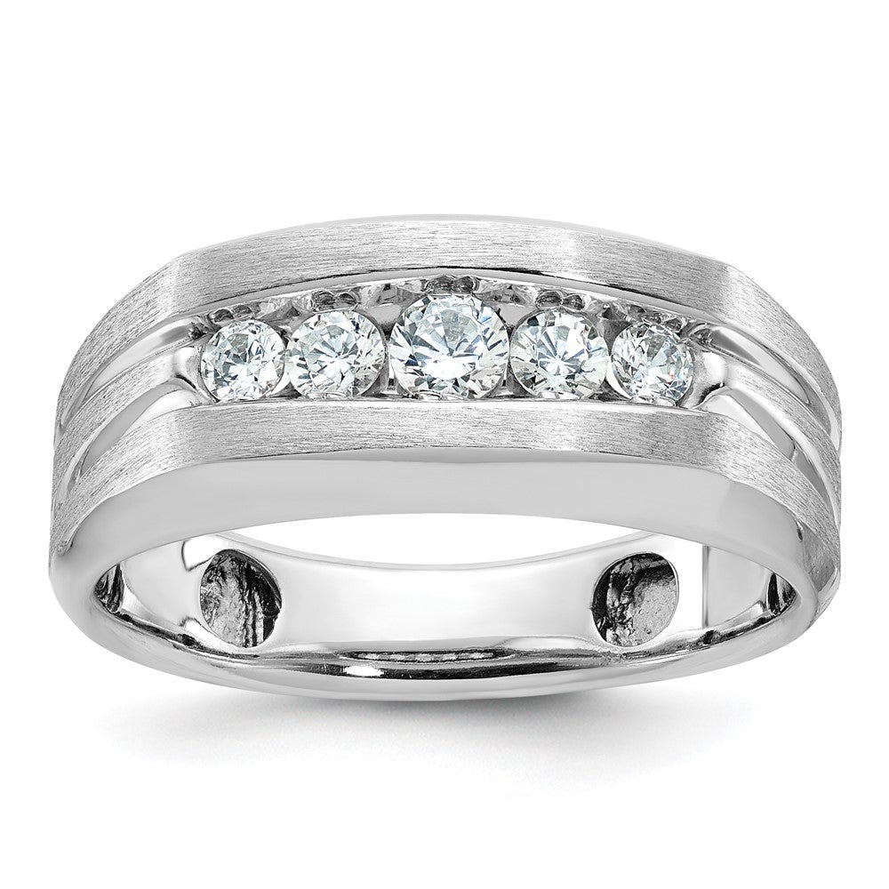 14k White Gold Men's Satin Finish 1/2 carat Diamond Complete Ring