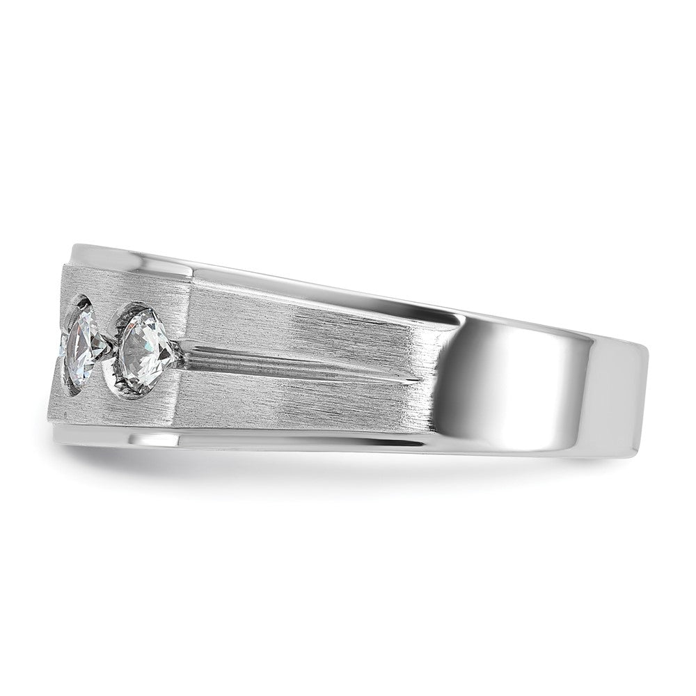 14k White Gold Men's Polished and Satin 1 carat Diamond Complete Ring