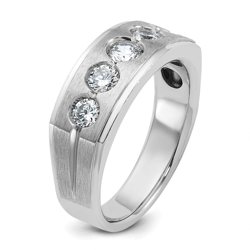 14k White Gold Men's Polished and Satin 1 carat Diamond Complete Ring