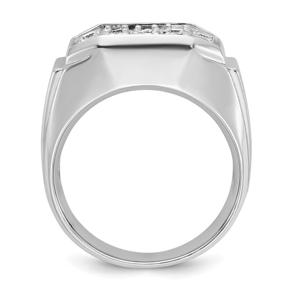 14k White Gold Men's Polished and Satin 1.5 carat Diamond Complete Ring