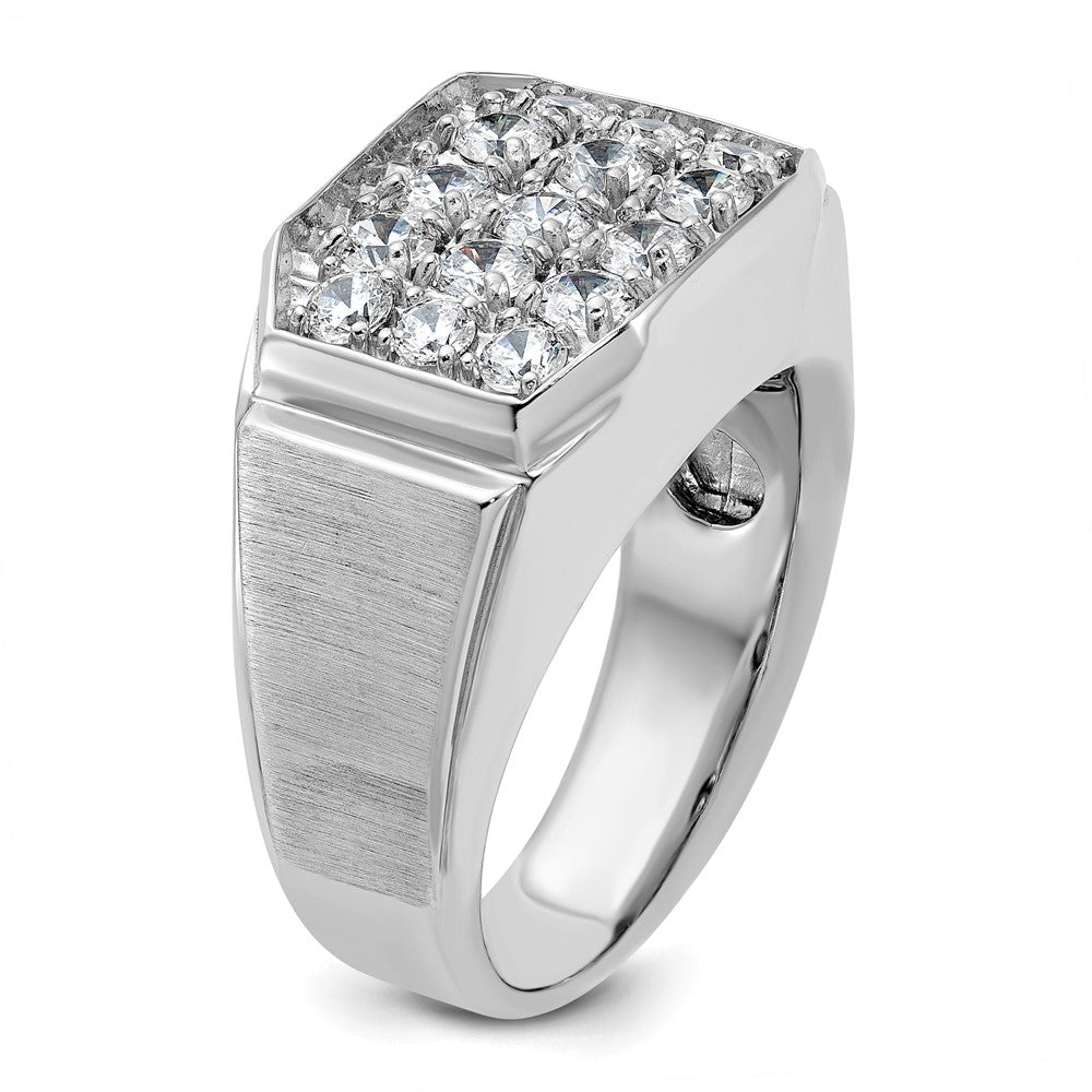 14k White Gold Men's Polished and Satin 1.5 carat Diamond Complete Ring