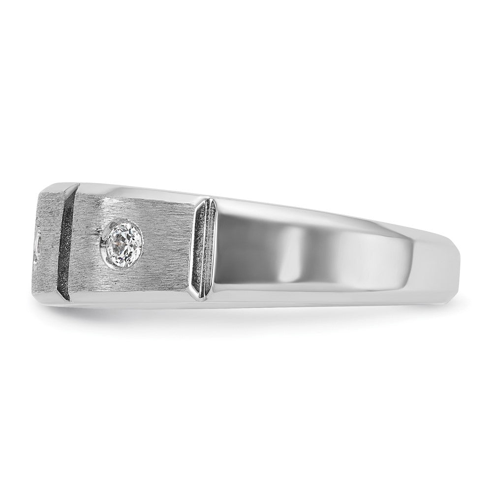 14k White Gold Men's Polished and Satin 1/5 carat Diamond Complete Ring