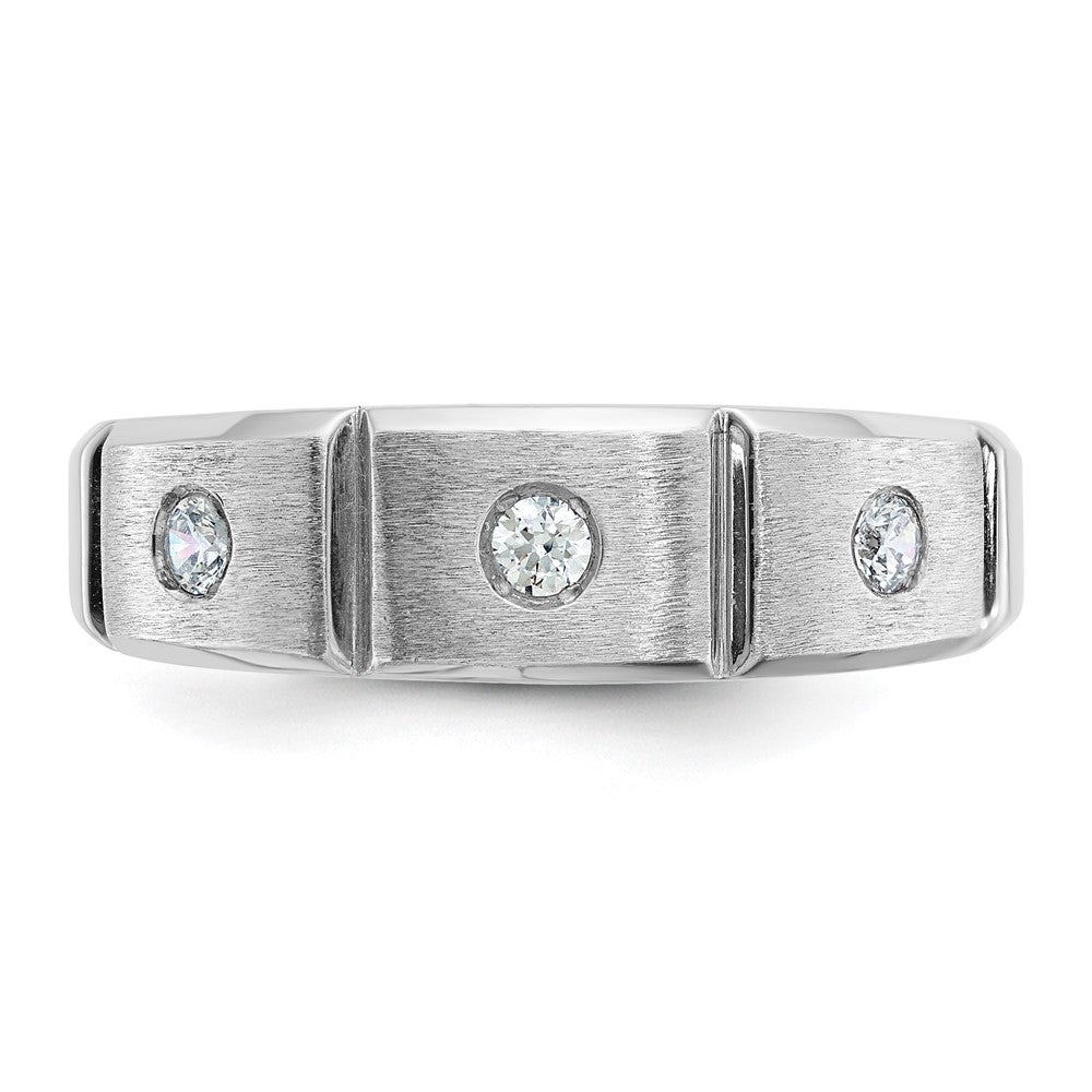 14k White Gold Men's Polished and Satin 1/5 carat Diamond Complete Ring