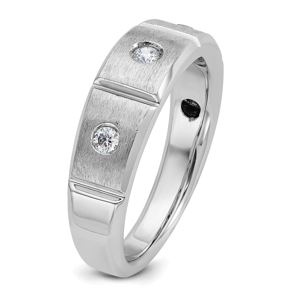 14k White Gold Men's Polished and Satin 1/5 carat Diamond Complete Ring