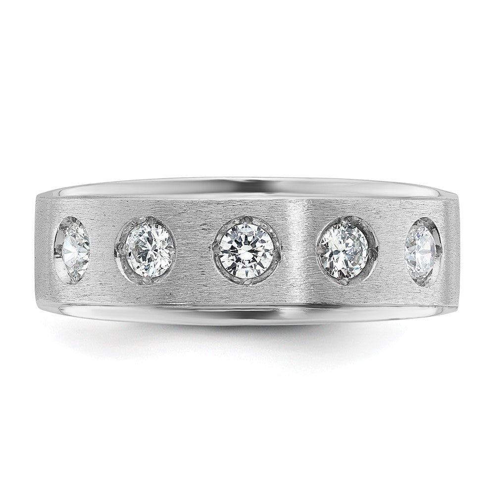 14k White Gold Men's Polished and Satin 1/2 carat Diamond Complete Ring