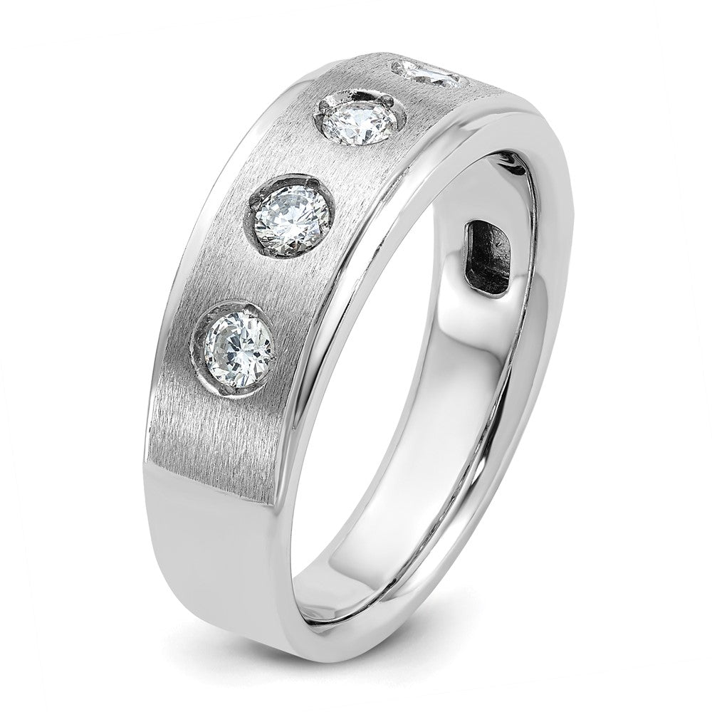 14k White Gold Men's Polished and Satin 1/2 carat Diamond Complete Ring