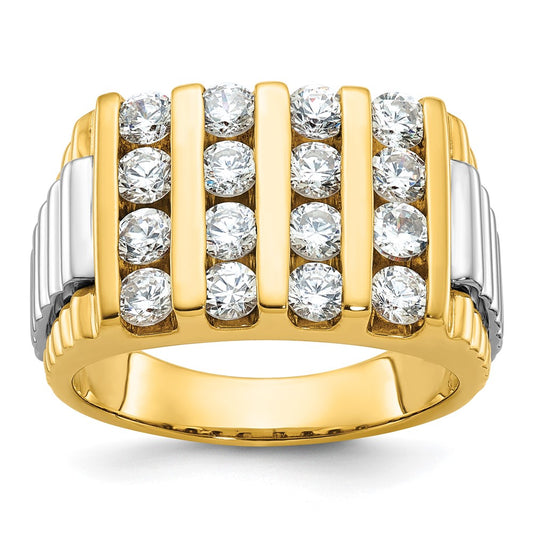 14k Two-tone Gold Men's 2 carat Diamond Complete Ring