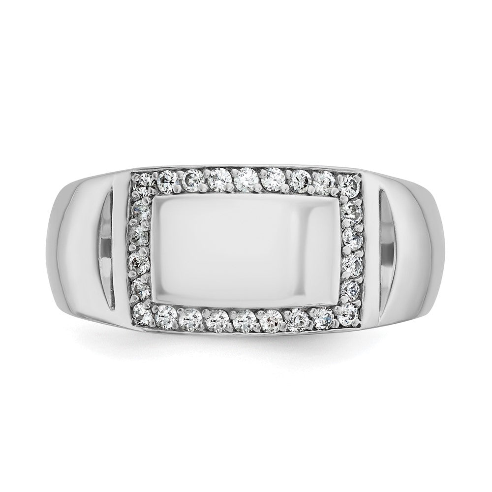 14k White Gold Men's Polished and Satin 3/8 carat Diamond Complete Ring