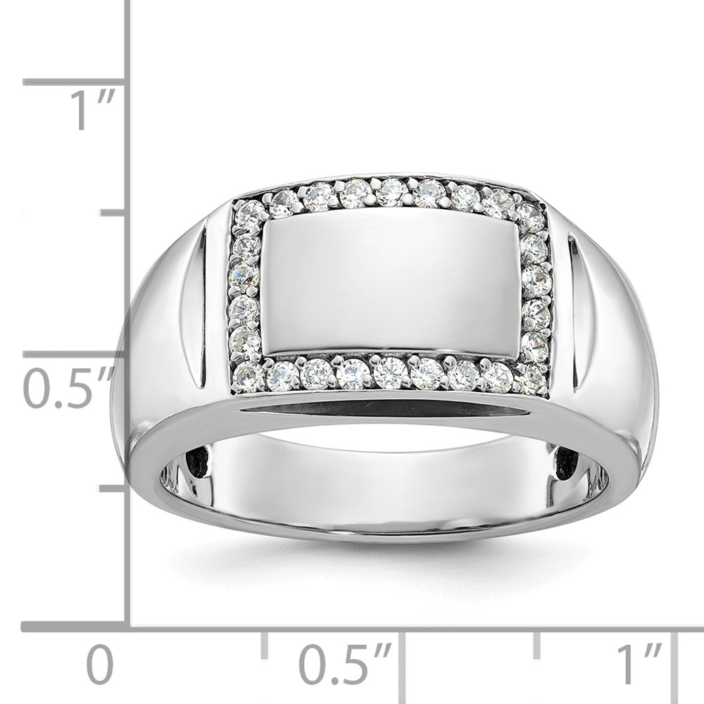 14k White Gold Men's Polished and Satin 3/8 carat Diamond Complete Ring