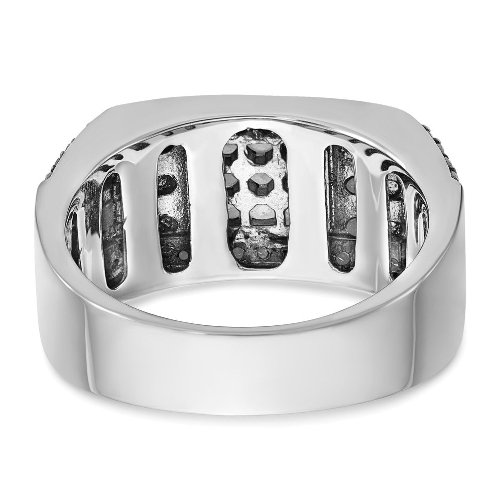 14k White Gold with Black Rhodium Men's Satin 5/8 carat Diamond Complete Ring