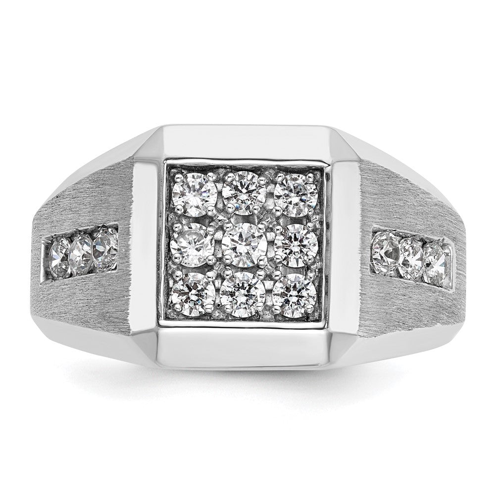 14k White Gold Men's Polished and Satin 1 carat Diamond Complete Ring