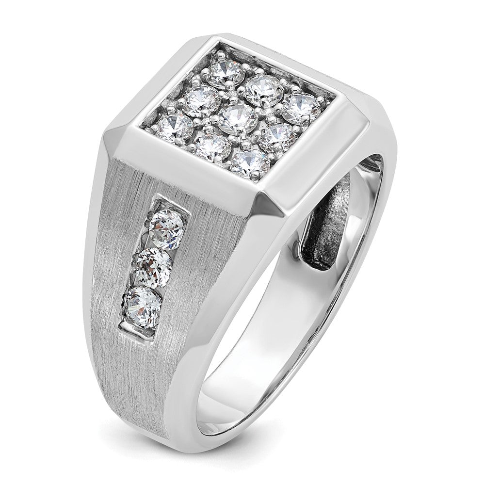 14k White Gold Men's Polished and Satin 1 carat Diamond Complete Ring