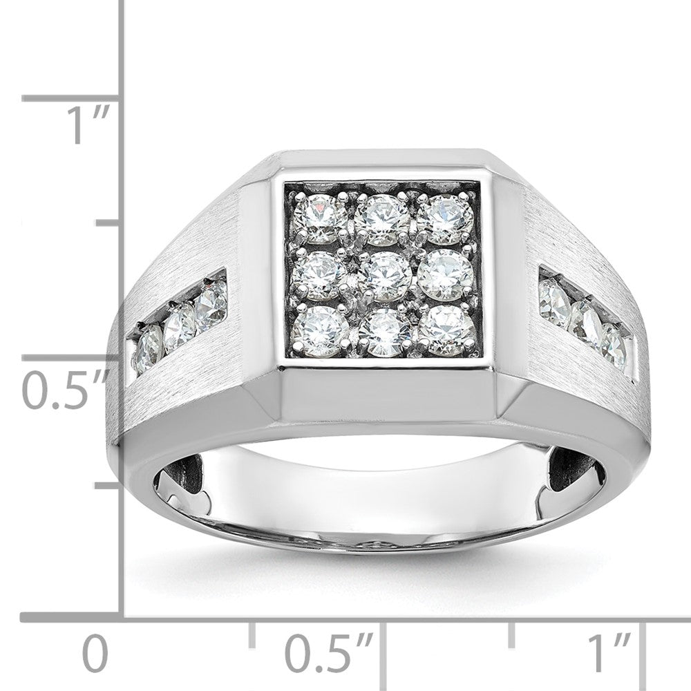 14k White Gold Men's Polished and Satin 1 carat Diamond Complete Ring