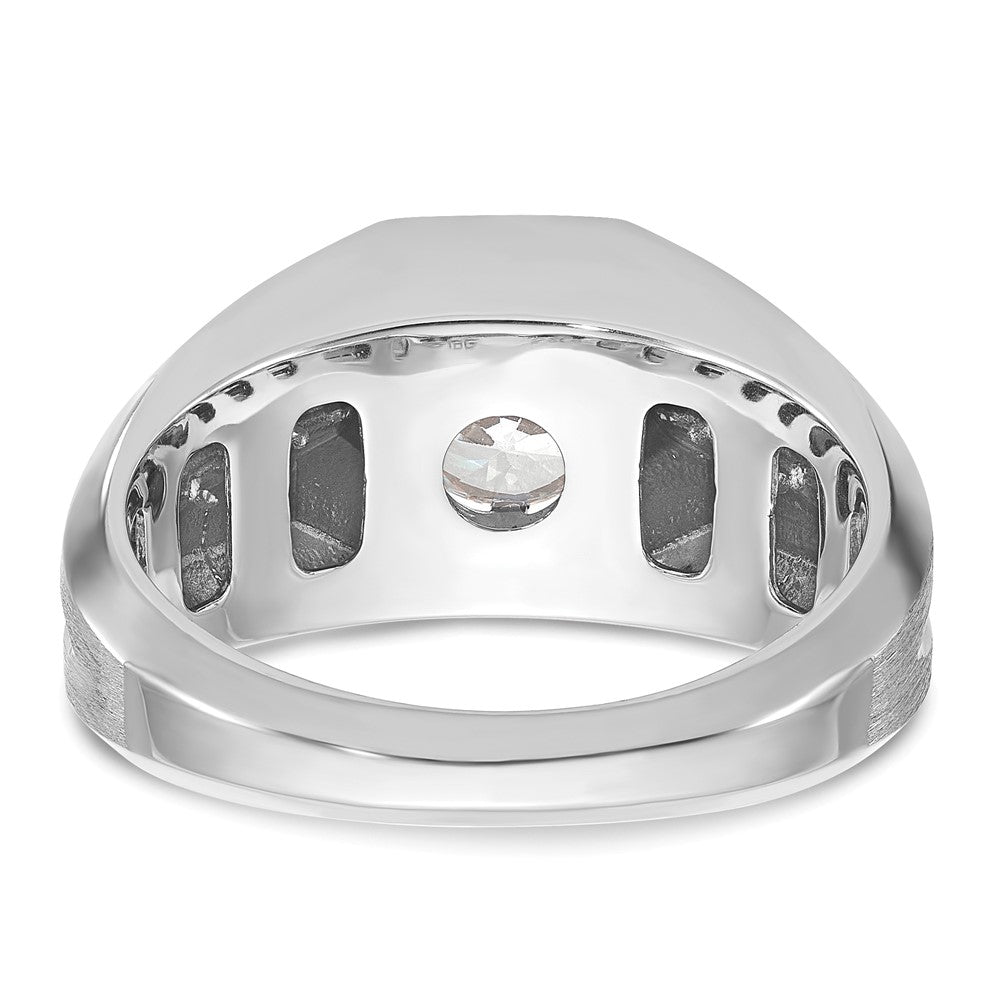 14k White Gold Men's Polished and Satin 1/5 carat Diamond Semi-mount Ring