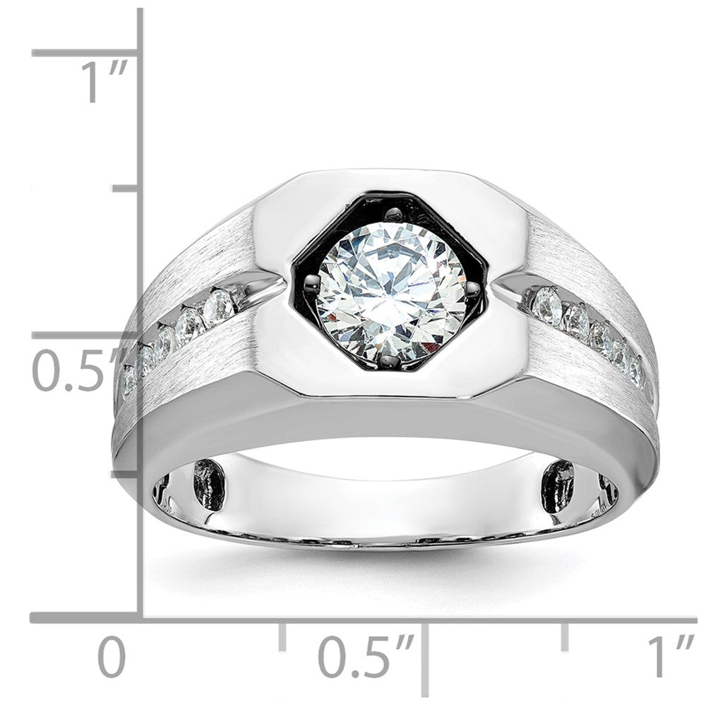 14k White Gold Men's Polished and Satin 1/5 carat Diamond Semi-mount Ring