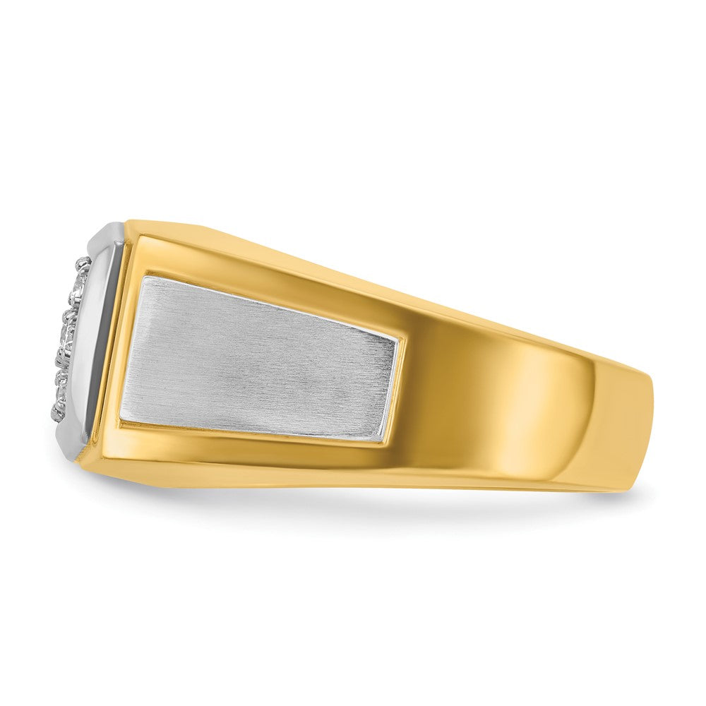 14k Yellow & Rhodium Gold with White Rhodium Men's Satin 1/2 carat Diamond Complete Ring