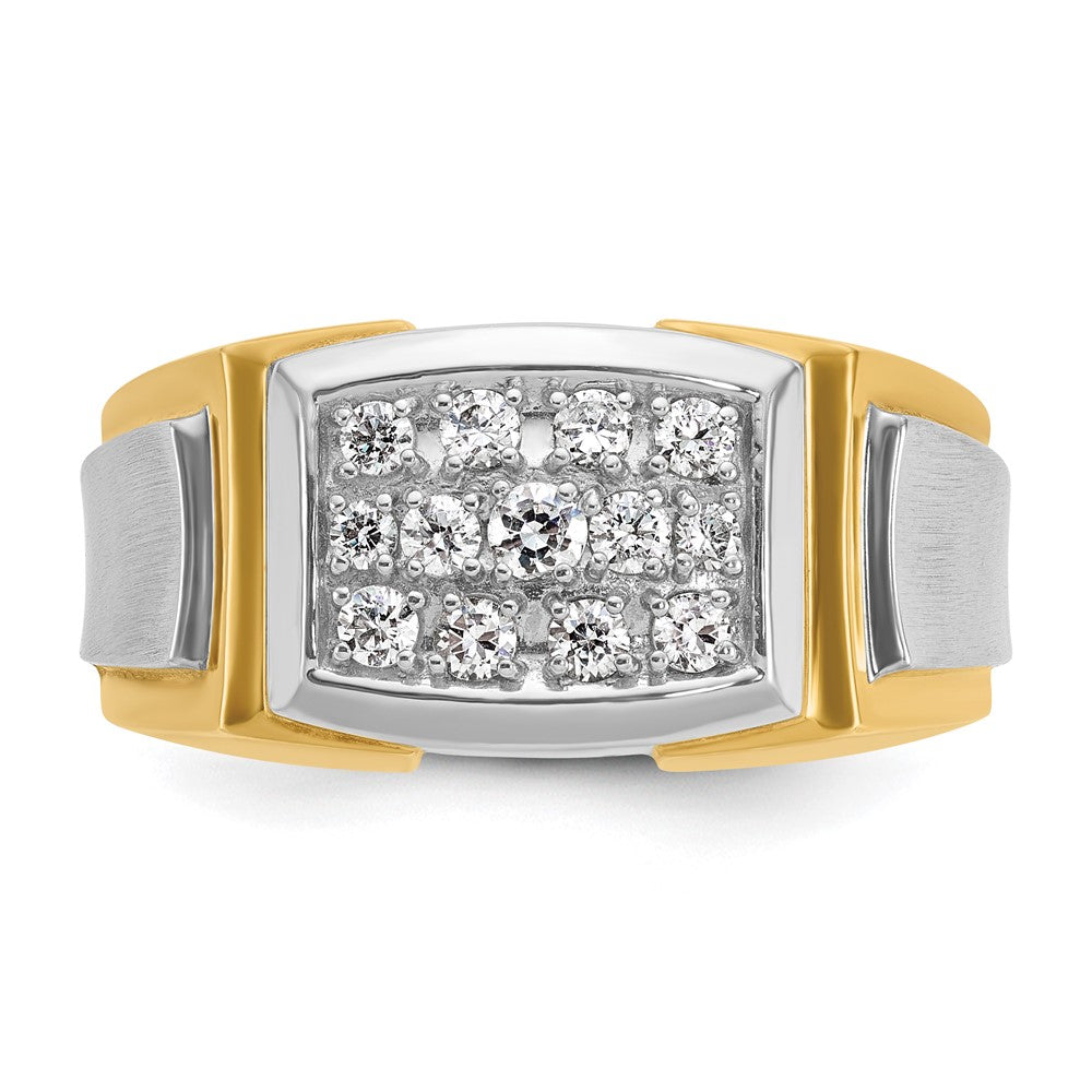 14k Yellow & Rhodium Gold with White Rhodium Men's Satin 1/2 carat Diamond Complete Ring