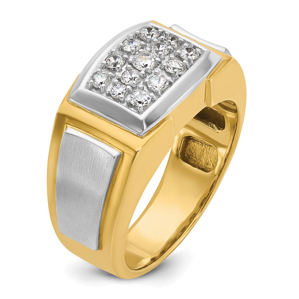 14k Yellow & Rhodium Gold with White Rhodium Men's Satin 1/2 carat Diamond Complete Ring