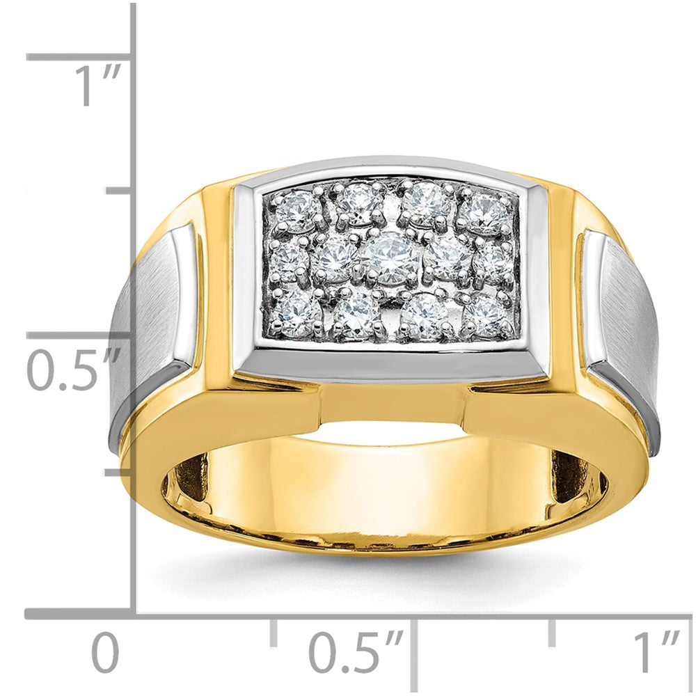 14k Yellow & Rhodium Gold with White Rhodium Men's Satin 1/2 carat Diamond Complete Ring