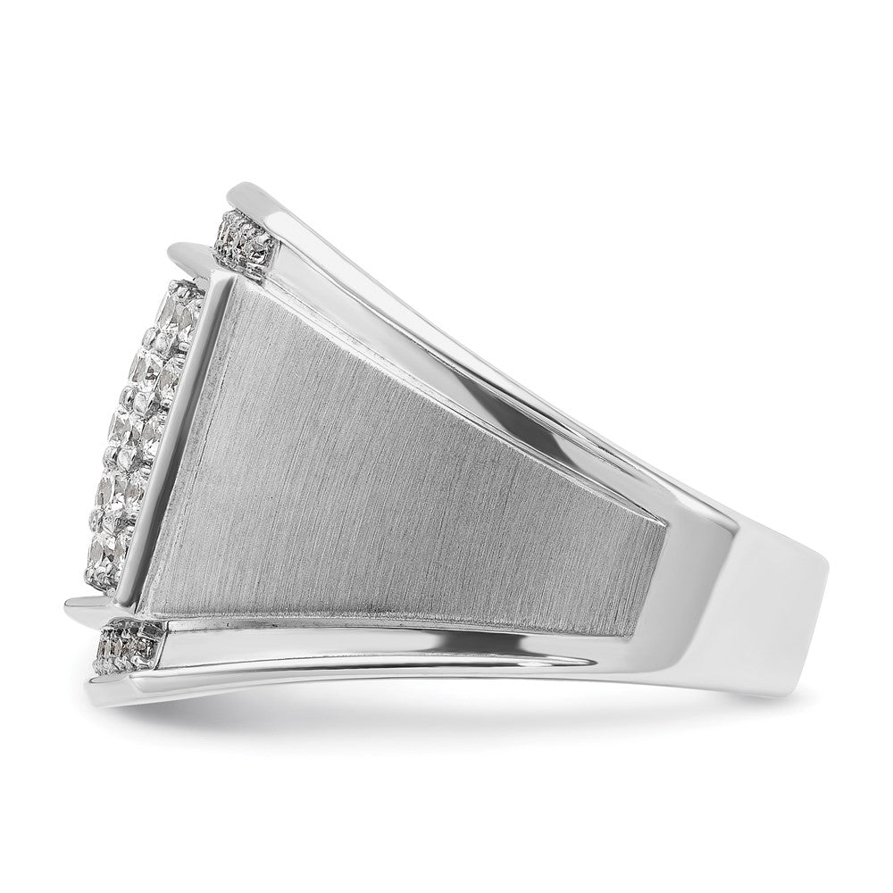 14k White Gold Men's Polished and Satin 1.5 carat Diamond Complete Ring