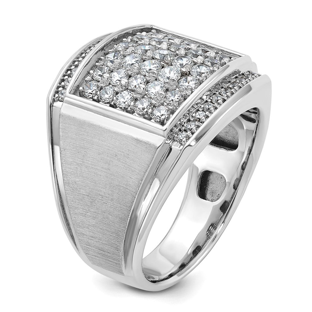 14k White Gold Men's Polished and Satin 1.5 carat Diamond Complete Ring