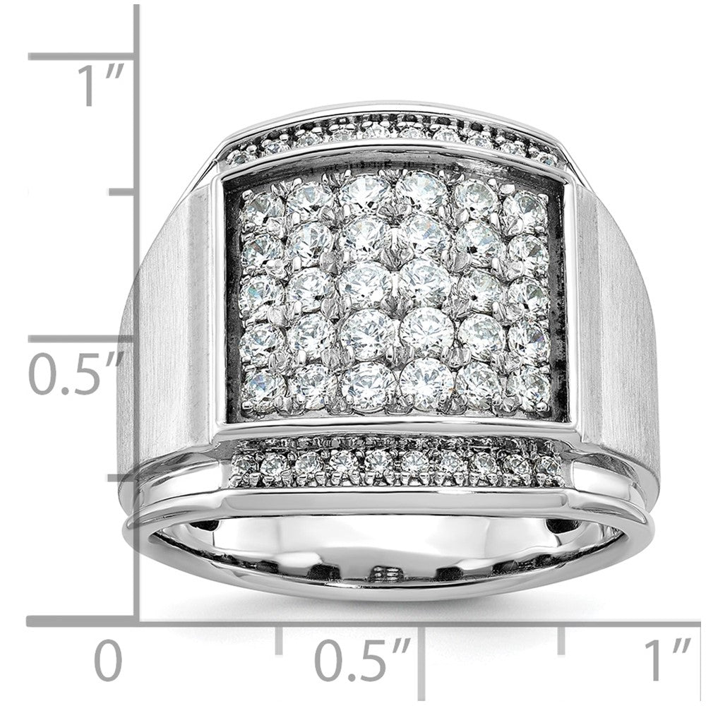 14k White Gold Men's Polished and Satin 1.5 carat Diamond Complete Ring