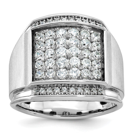 14k White Gold Men's Polished and Satin 1.5 carat Diamond Complete Ring