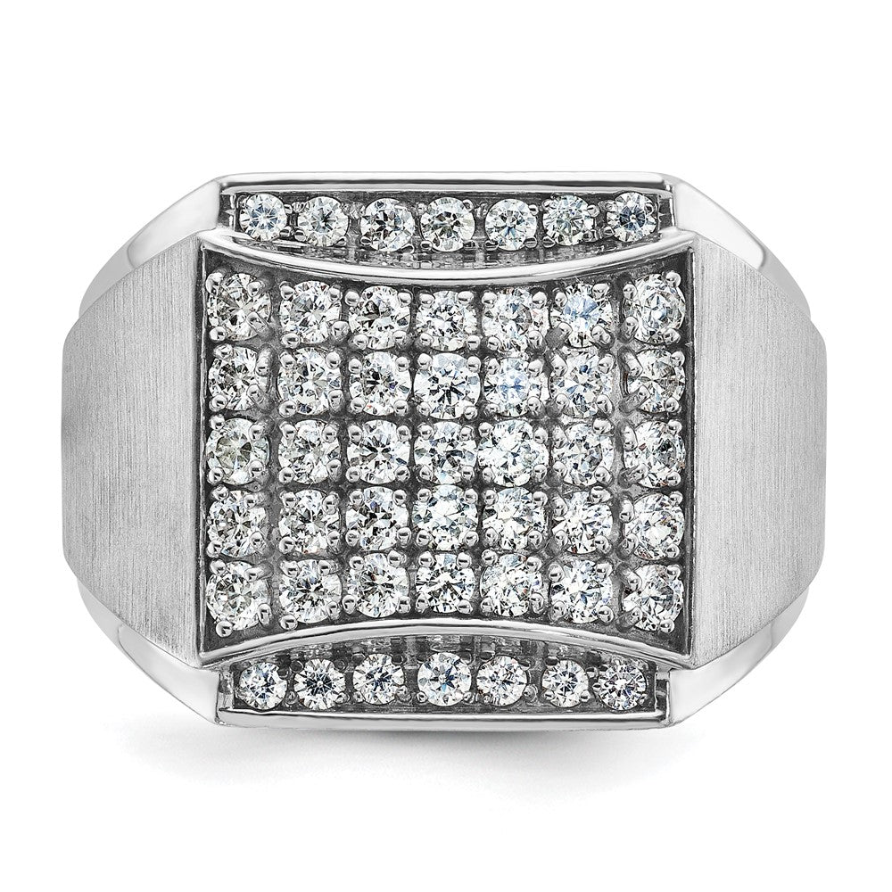 14k White Gold Men's Polished and Satin 1.5 carat Diamond Complete Ring