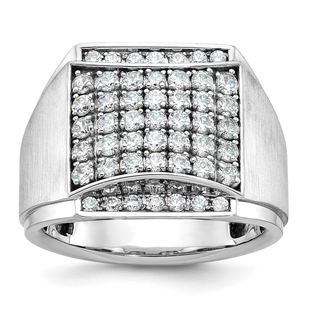 14k White Gold Men's Polished and Satin 1.5 carat Diamond Complete Ring