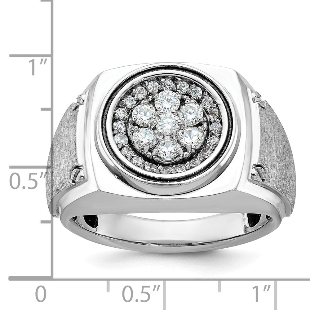 14k White Gold Men's Polished and Satin 3/4 carat Diamond Complete Ring