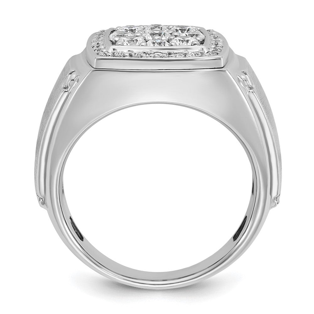 14k White Gold Men's Polished and Satin 1 carat Diamond Complete Ring