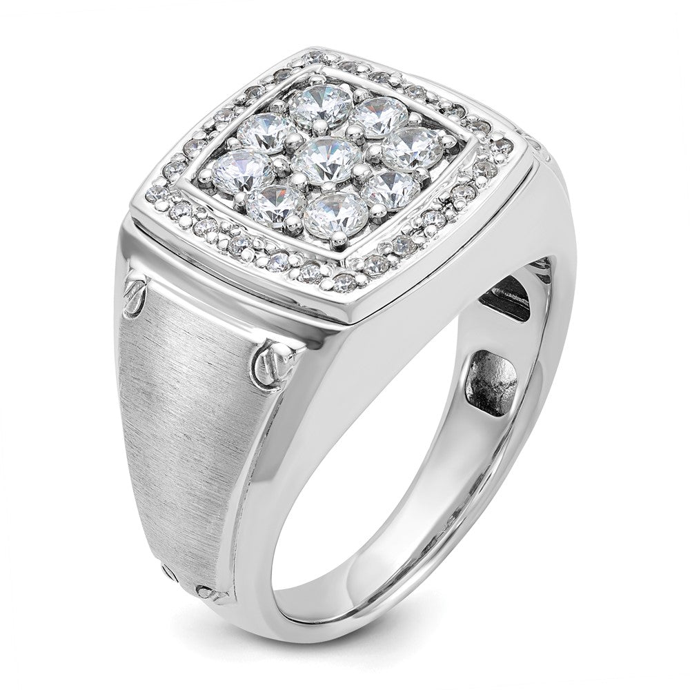 14k White Gold Men's Polished and Satin 1 carat Diamond Complete Ring