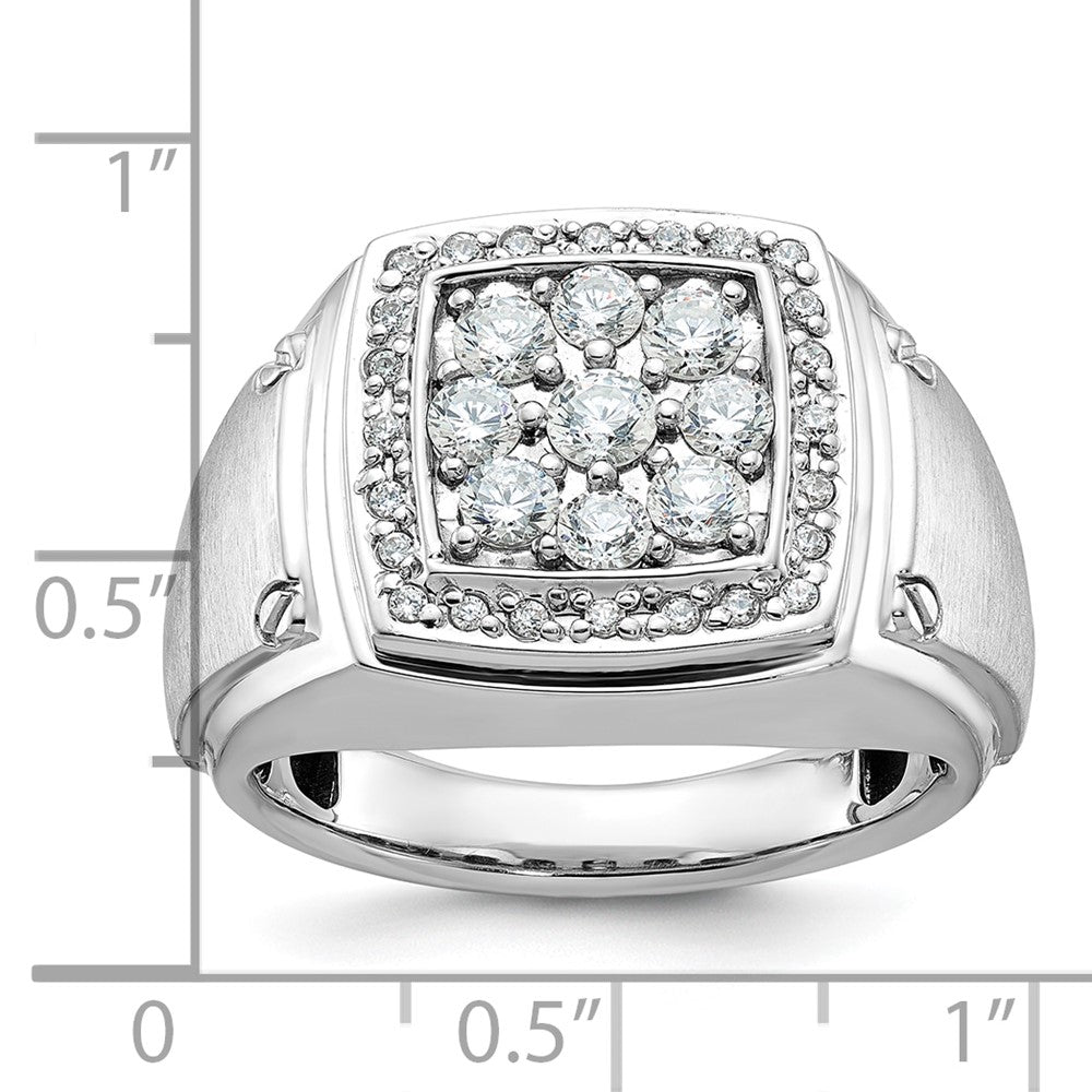 14k White Gold Men's Polished and Satin 1 carat Diamond Complete Ring