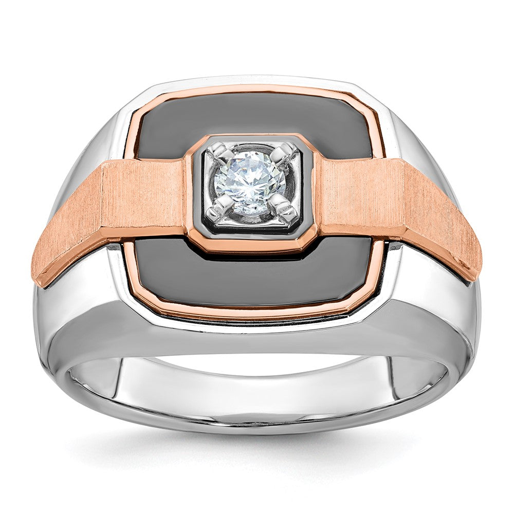 14k White/Rose Gold Two-tone Gold White/Rose w/Black Rhodium Men's 1/3 carat Diamond Complete Ring