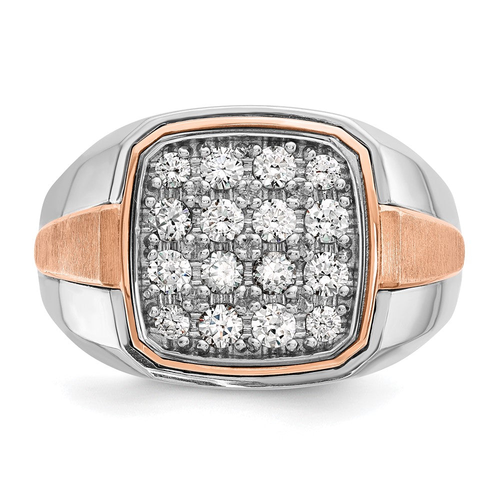 14k White/Rose Gold Two-tone Gold White/Rose Men's Satin 1 carat Diamond Complete Ring