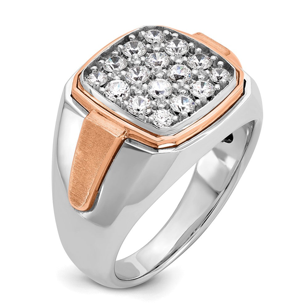 14k White/Rose Gold Two-tone Gold White/Rose Men's Satin 1 carat Diamond Complete Ring