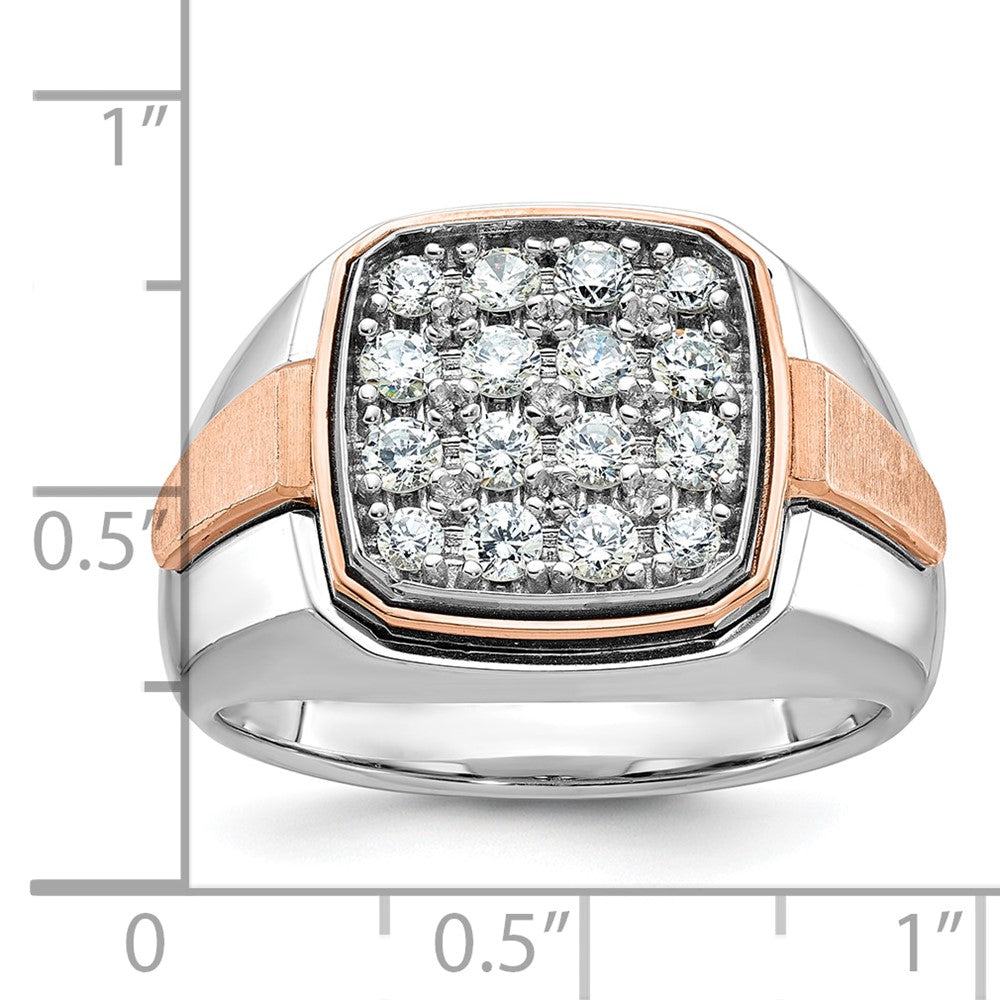 14k White/Rose Gold Two-tone Gold White/Rose Men's Satin 1 carat Diamond Complete Ring