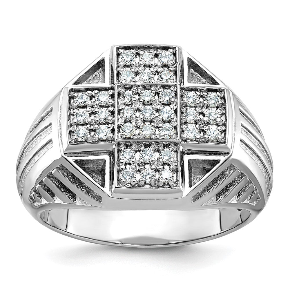 14k White Gold Men's Polished and Satin 1/2 carat Diamond Complete Ring