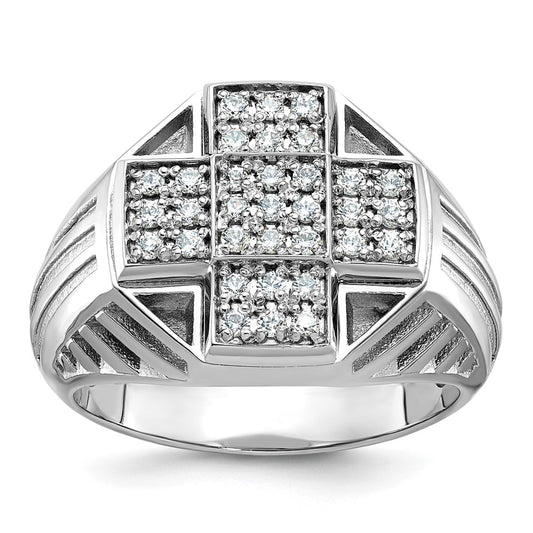 14k White Gold Men's Polished and Satin 1/2 carat Diamond Complete Ring